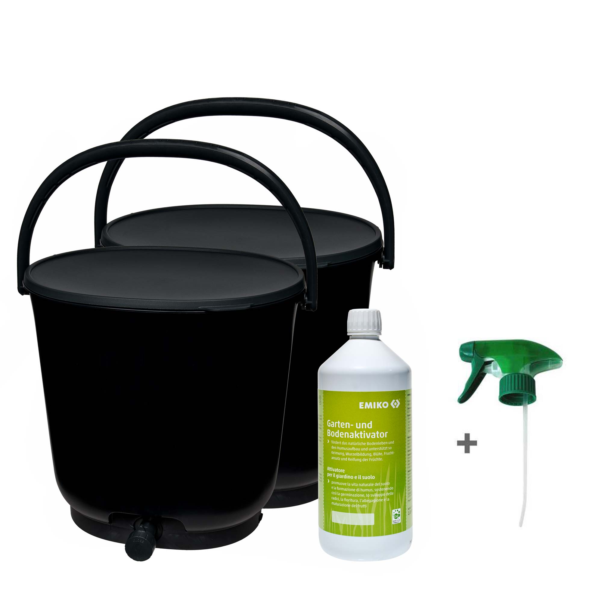 Bokashi Eimer Organko 15,3 l Essential schwarz (2er Set)